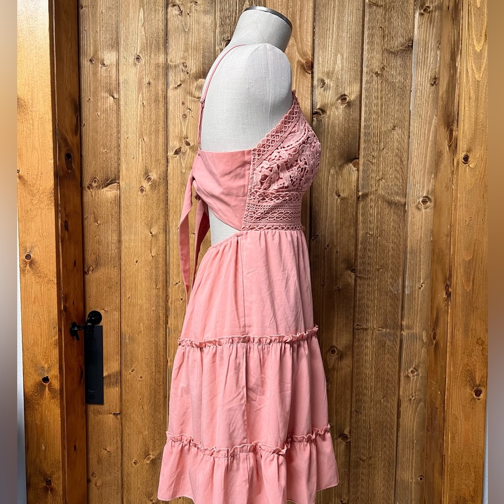 ECOWISH Large Blush Spaghetti Strap Crochet Boho Sundress - Picture 3 of 7